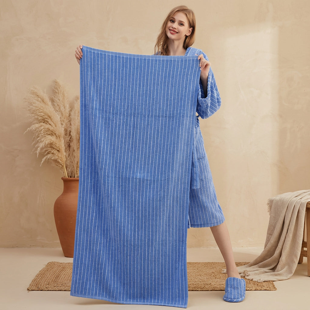 PureOnSkin Retro Soft 100% Organic Long-Staple Combed Cotton Striped Bath Towel