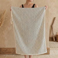PureOnSkin Retro Style 100% Organic Combed Cotton Striped Bath Towel & Hand Towel