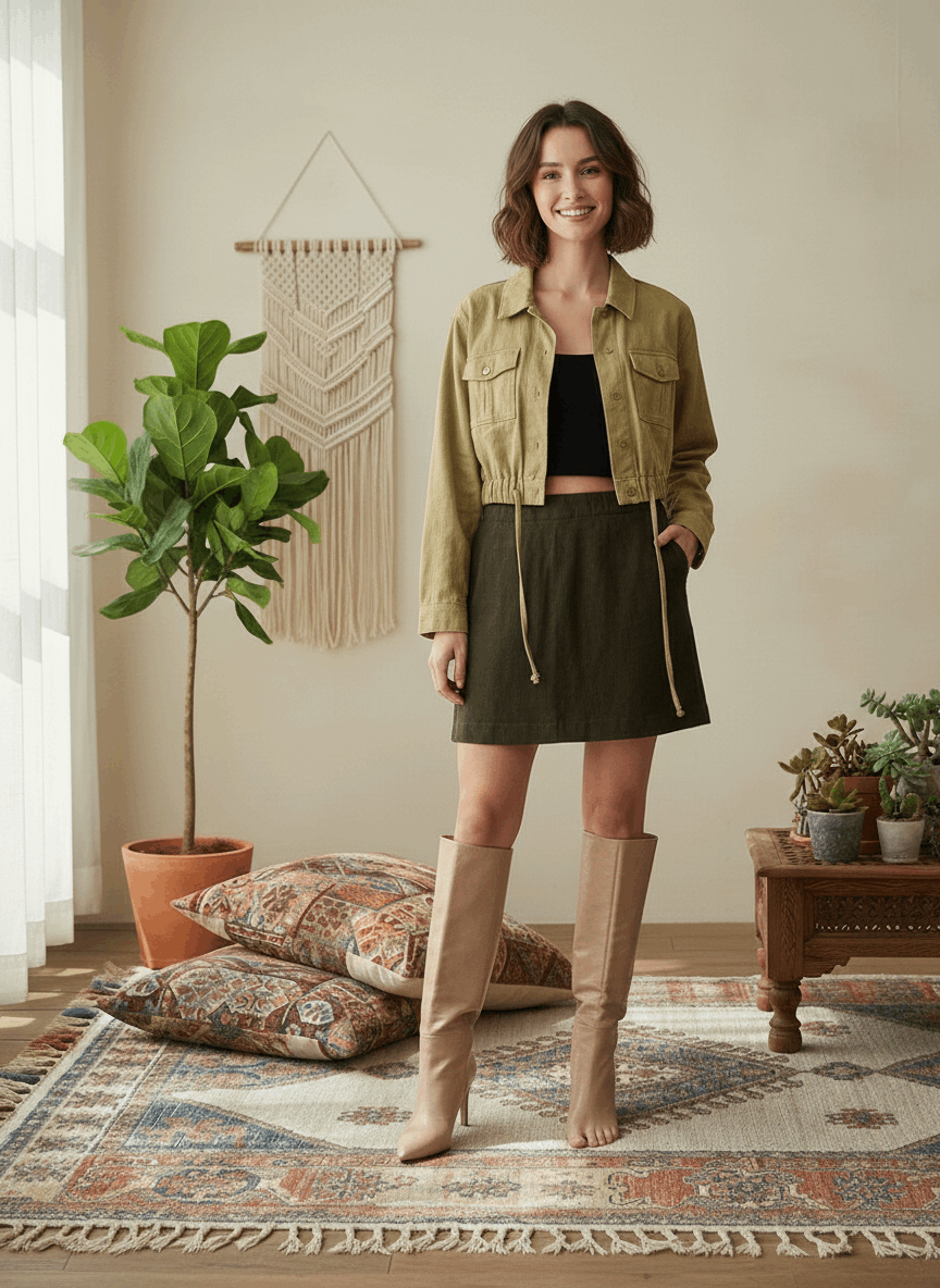 Meta Title: Women’s Cropped 100% Cotton Jacket