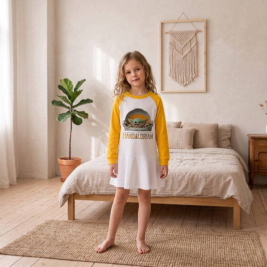 Cartoon Long Sleeve Cotton Dress