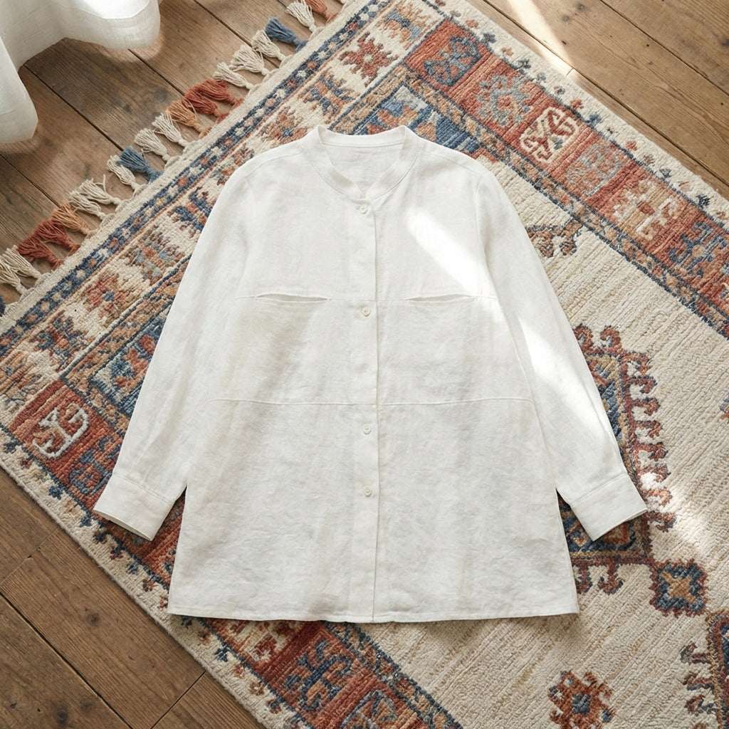 A lightweight women’s cardigan in solid [Insert Color], made from breathable linen fabric with a relaxed open-front design and long sleeves.