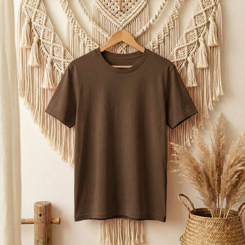 PureOnSkin 240g Heavyweight Cotton T-Shirt | Premium Unisex – Dark Brown