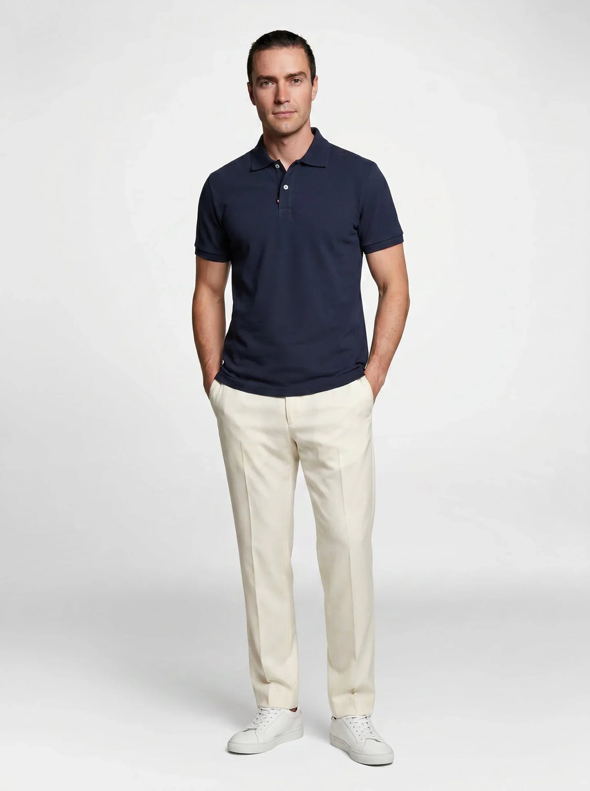 PureOnSkin Men’s French Made 100% Thick Cotton Straight-Cut Trousers