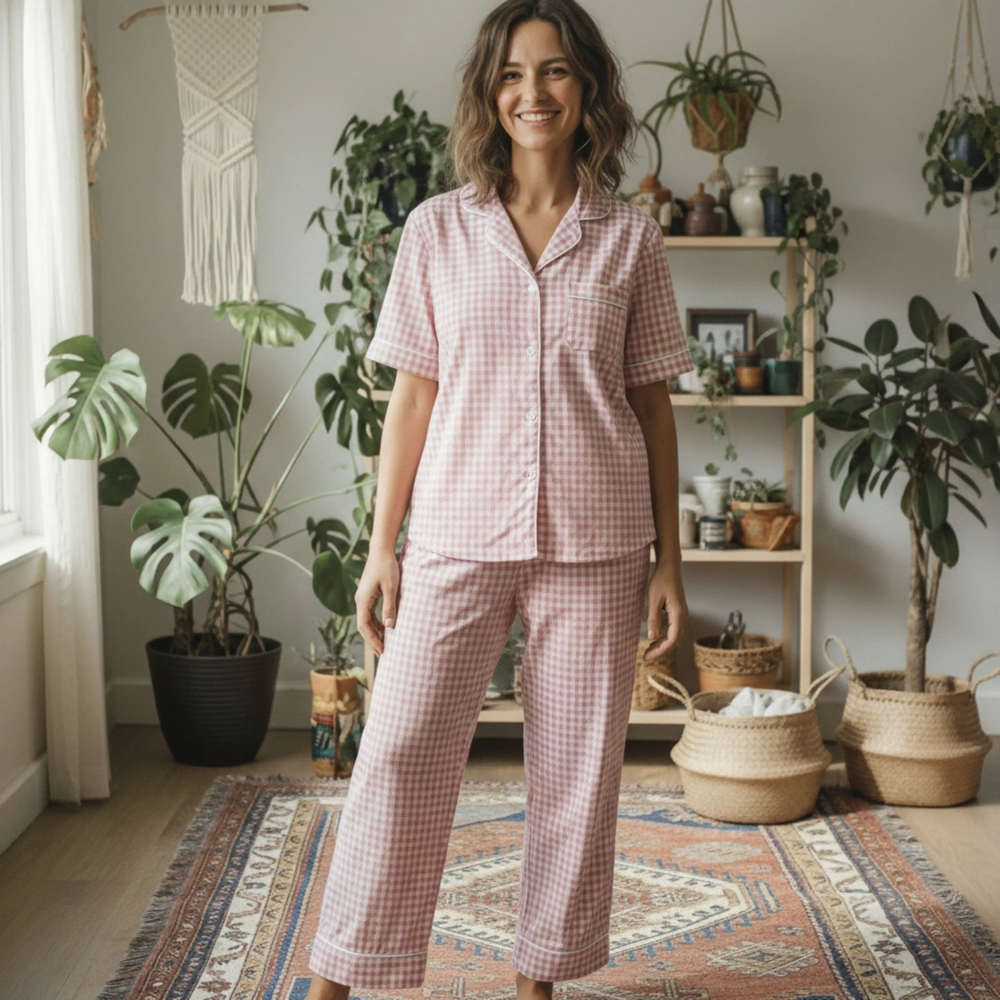 Women’s Three-Piece Cotton Gauze Pajama Set