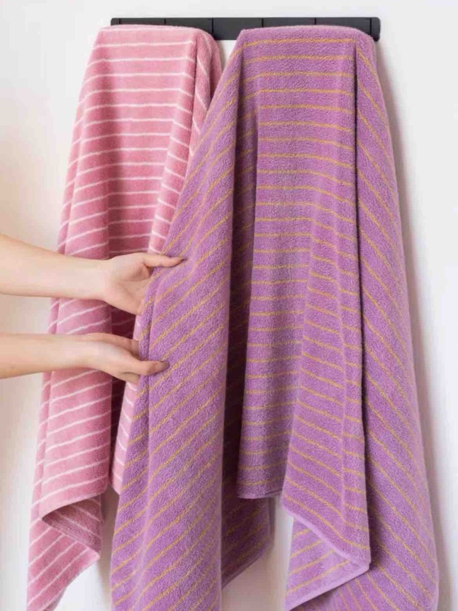 PureOnSkin Ultra-Soft Absorbent Retro Stripe 100% Organic Combed Cotton Bath Towel