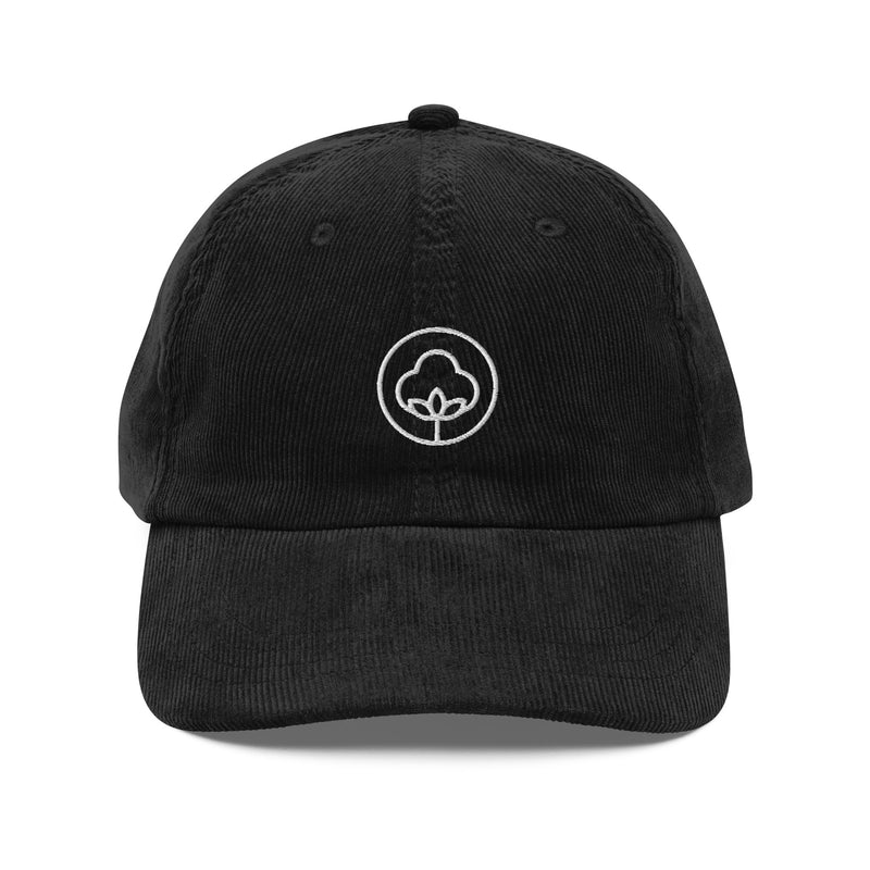 PureOnSkin 100% Cotton Embroidered Unisex Vintage Corduroy Cap – Black