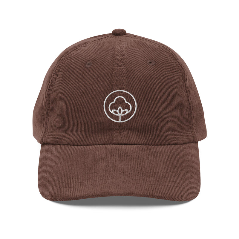 PureOnSkin 100% Cotton Embroidered Unisex Vintage Corduroy Cap – Brown