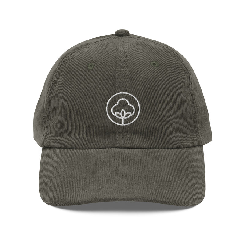 PureOnSkin 100% Cotton Embroidered Unisex Vintage Corduroy Cap – Olive