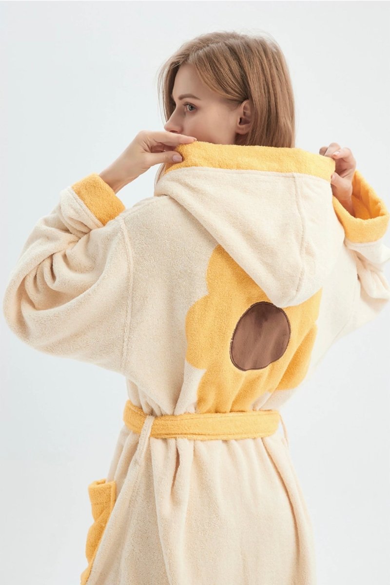 Whimsical Ultra Soft Sunflower Hooded Bathrobe 100% Organic Cotton – Yellow