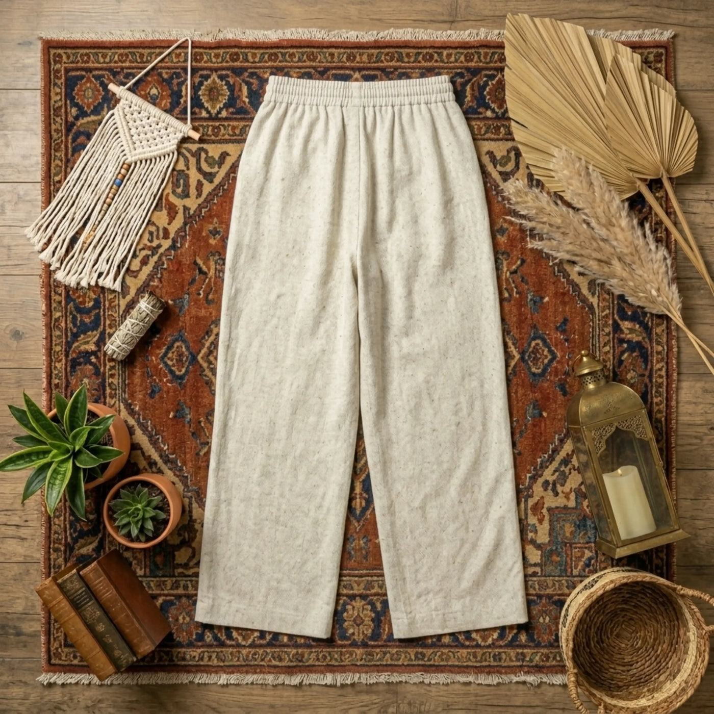 Umgee High Waisted Embellished Linen Pants Plus Size – Women’s Linen Wide Leg Pants