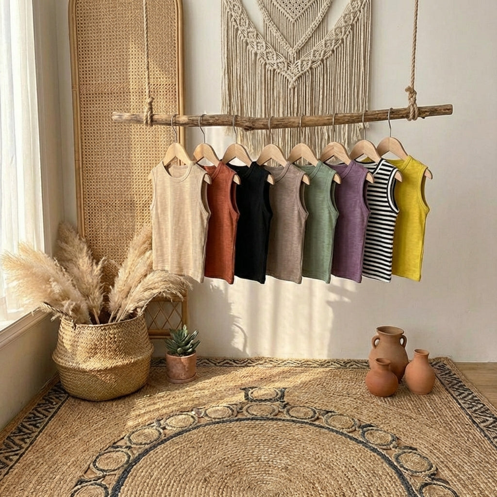 PureOnSkin Kids Slub Cotton Vest | Ultra-Soft Summer Tank