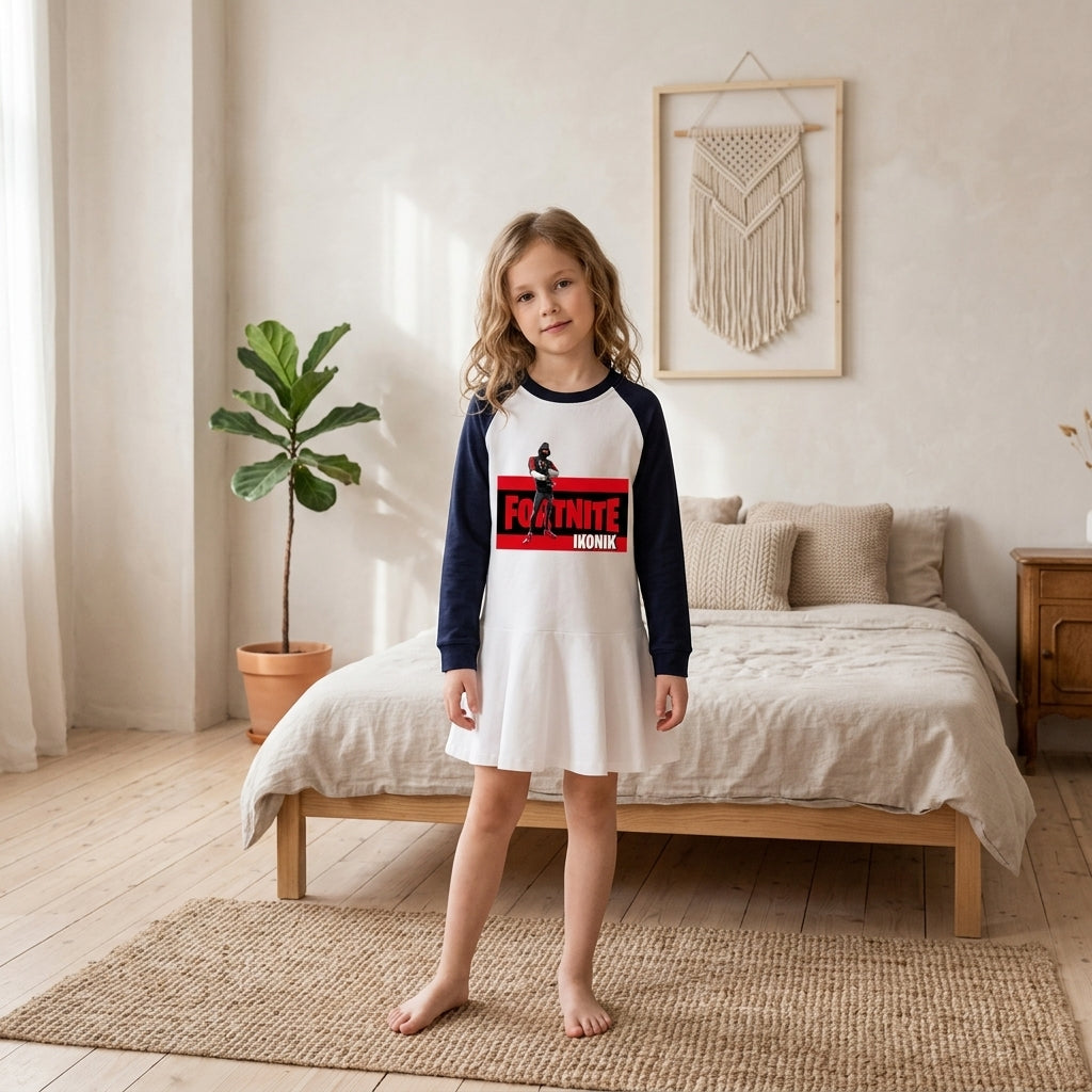 Pure Cotton Gaming Long Sleeve T-shirt and Skirt