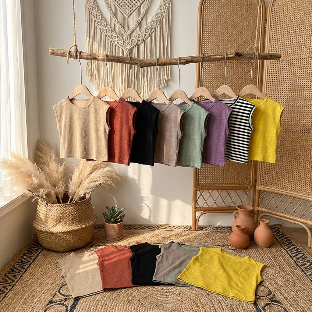 PureOnSkin Kids Slub Cotton Vest | Ultra-Soft Summer Tank