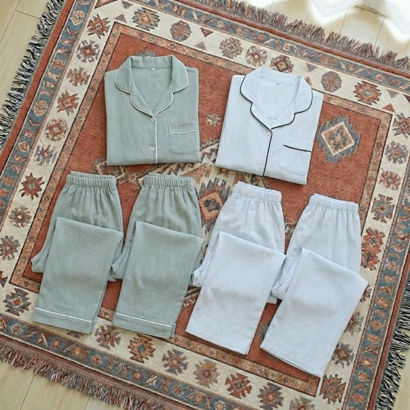 Women’s Three-Piece Cotton Gauze Pajama Set