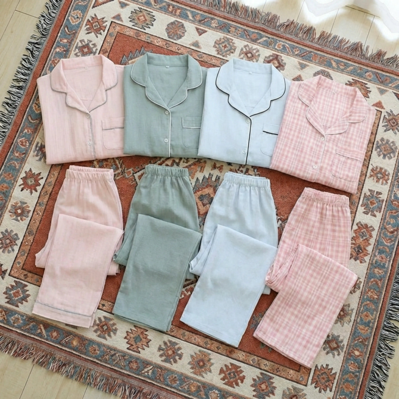 Women’s Three-Piece Cotton Gauze Pajama Set
