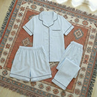 PureOnSkin Ultra-Breathable Women’s Three-Piece Cotton Gauze Pajama Set for Prickly Heat & Nocturnal Itch Relief