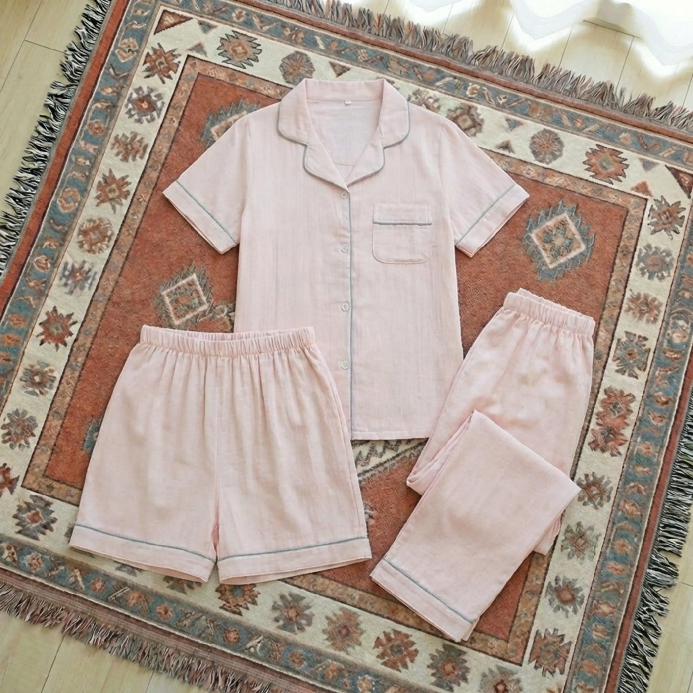 Women’s Three-Piece Cotton Gauze Pajama Set