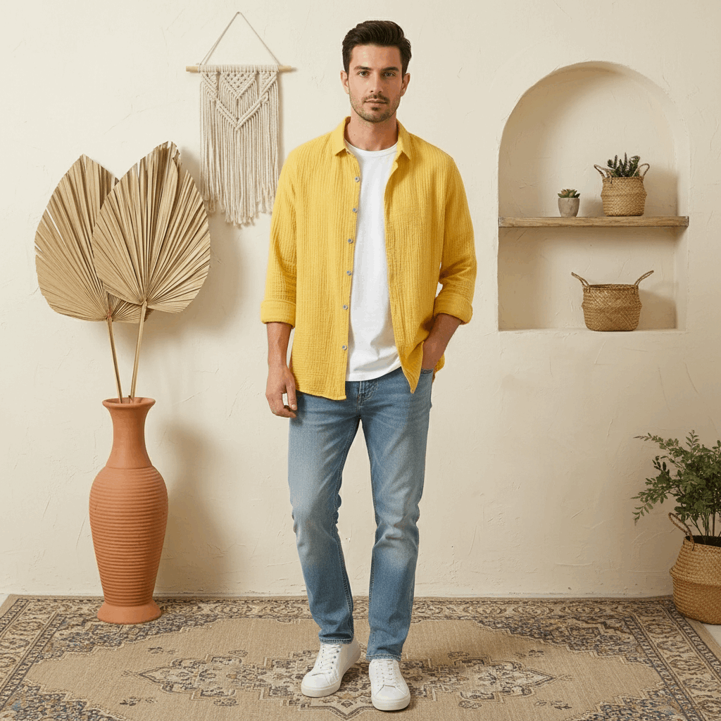 Men’s Solid Color Long Sleeve Shirt